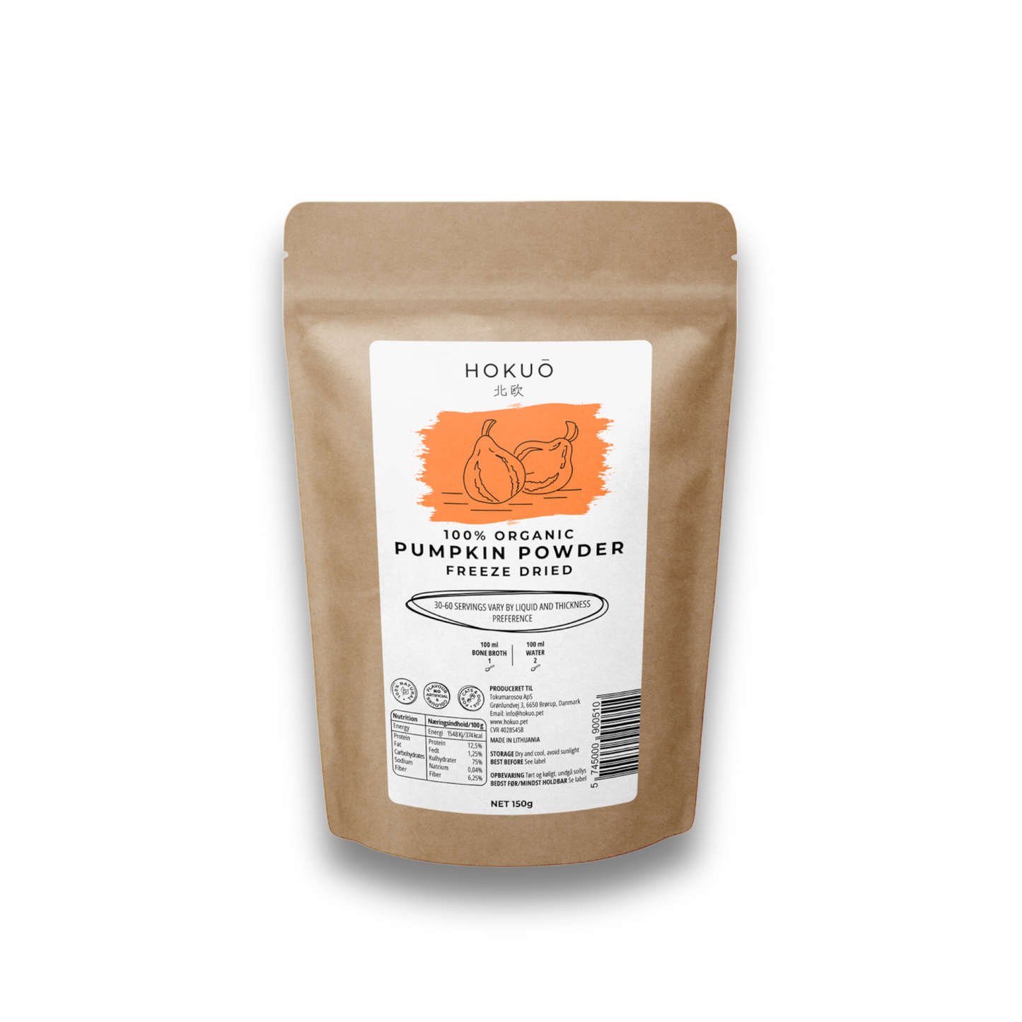 Hokuō™ - Topper - Organisk gresskar pulver - 150g | LF Distribusjon